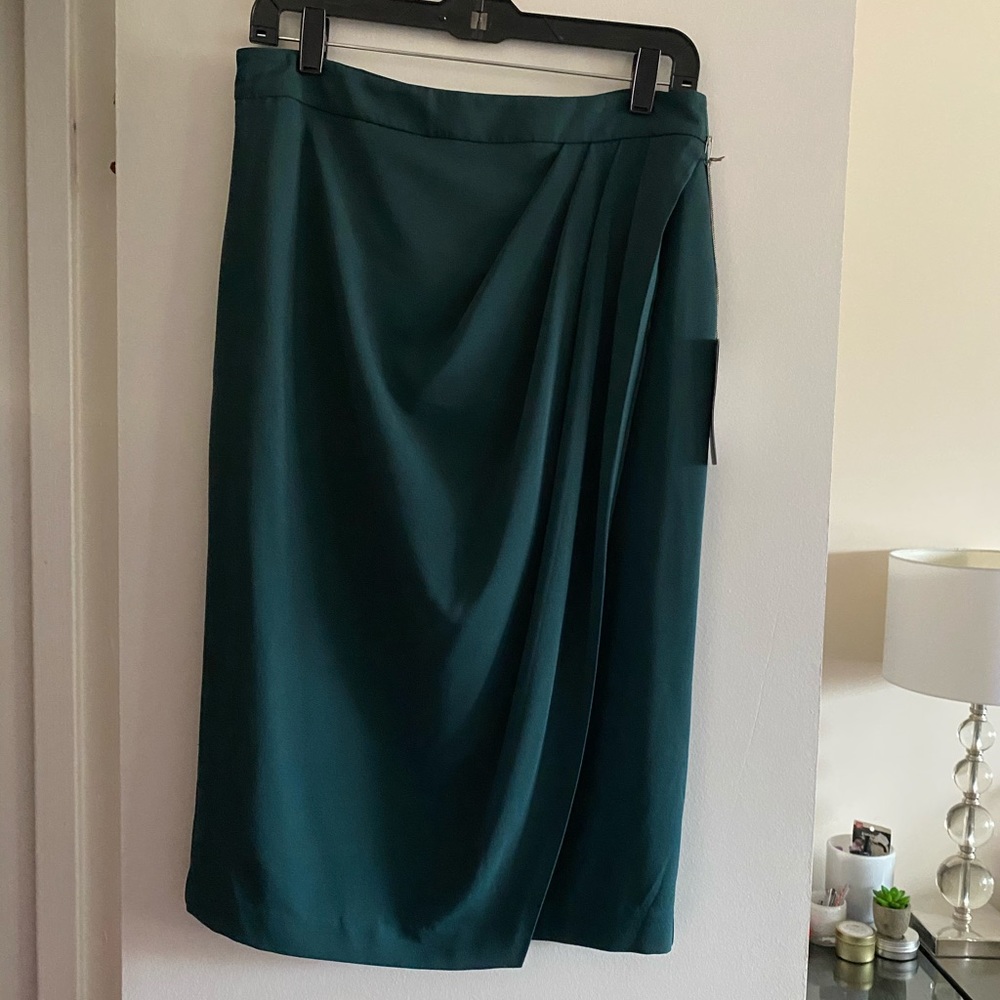 Eva Mendes Hunter Green Faux Wrap Skirt (NWT)